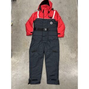 Mustang Floater Suit Mens Medium Red Black Nylon Buoyant Marine Jumpsuit MS2403